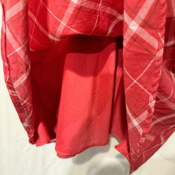 Light & breezy, Flouncy Double-layered Diagonal Plaid Nine West Blouse S 14 - Picture 7 of 9